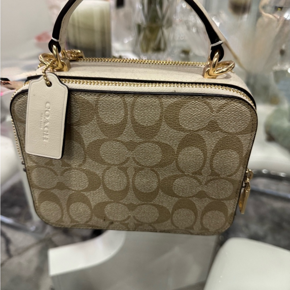 Coach Signature Canvas Crossbody Bag in Chalk and Tan - Picture 2 of 3